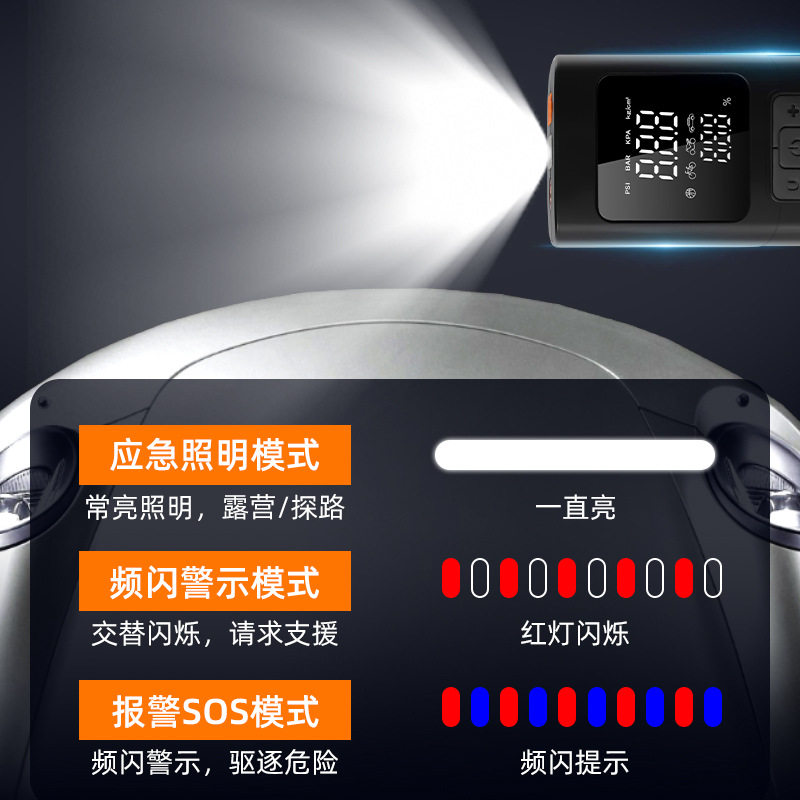 Car Emergency Jump Starter All-In-One Machine with Built-In Air Pump for Emergency Jump-Starting and Lighting