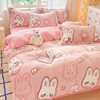 Warm Milk Velvet Four-piece Set Winter Thickened Coral Velvet Three-piece Set Cute Cartoon Single Quilt Cover Coral Velvet Mattress