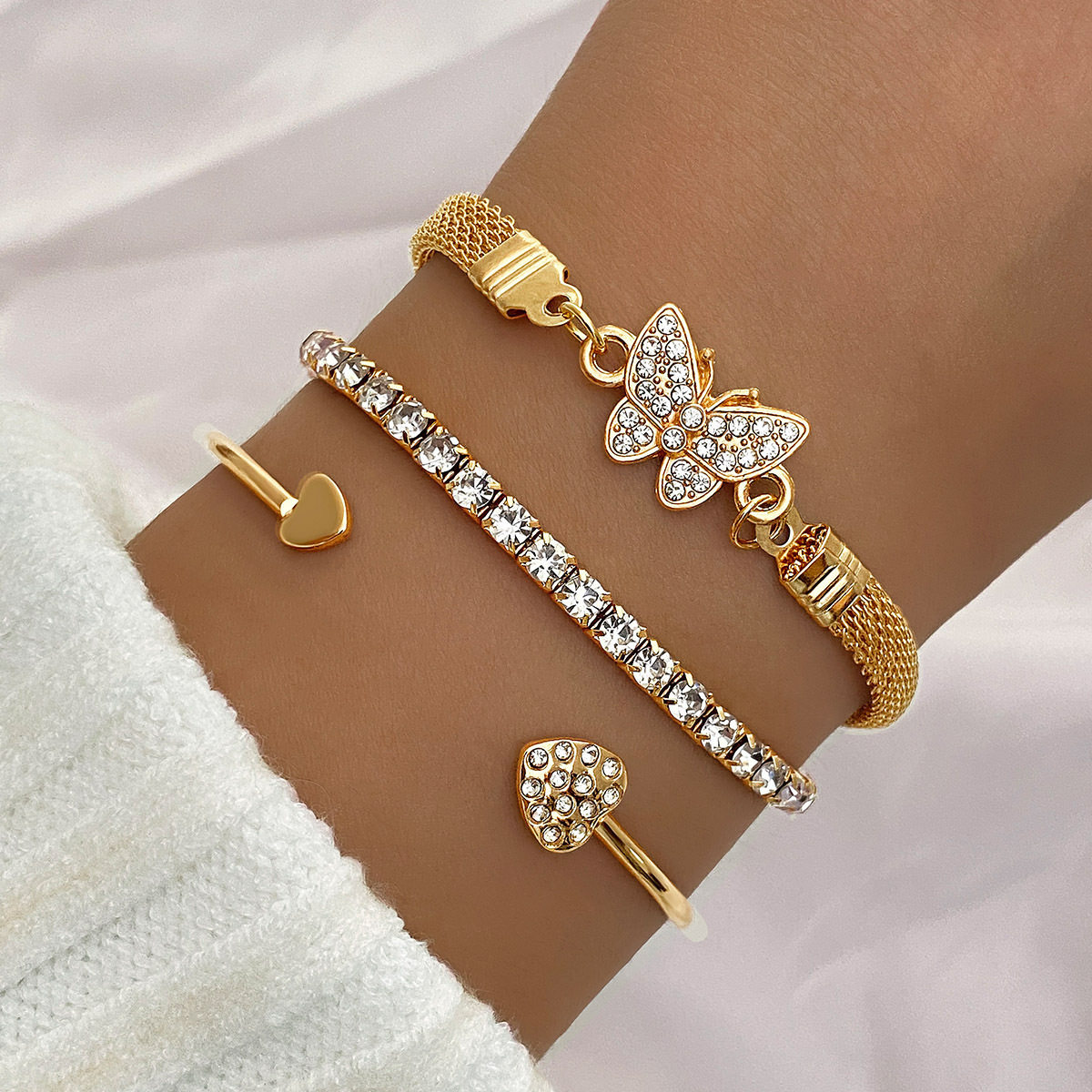 European and American Cross-Border Alloy Love Knotted Bracelet Set Creative Butterfly Snake-Shaped Geometric Cross Bracelet Bracelet Jewelry