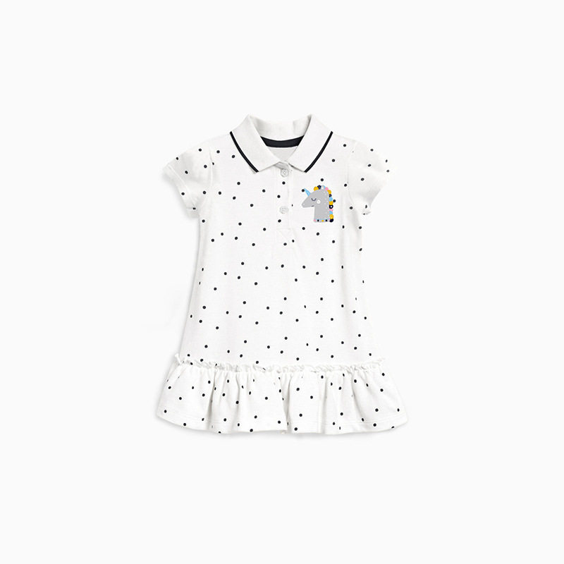 Kids' Polo Dress, New Summer Knitted Kids' Dress, Short-sleeve Collared Dress