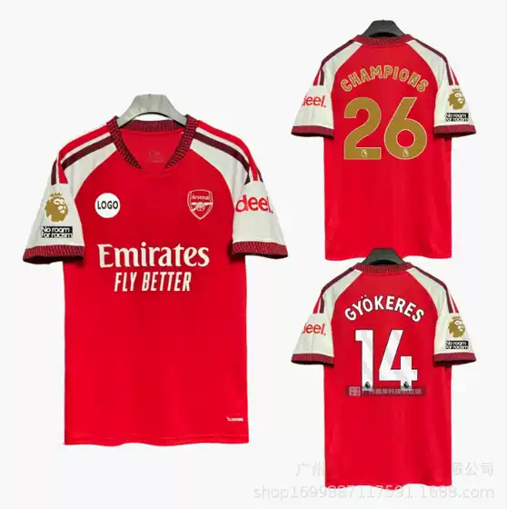 Champion Arsenal Jersey 26/27 Model Eze Saka Premier League Trophy 26 Gold Crown Printed Football Shirt