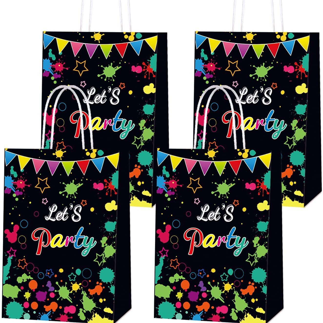 LET'S Theme Luminous Paper Bag Cross-border E-commerce Amazon Birthday Party Fluorescent Kraft Paper Bag Candy Bag