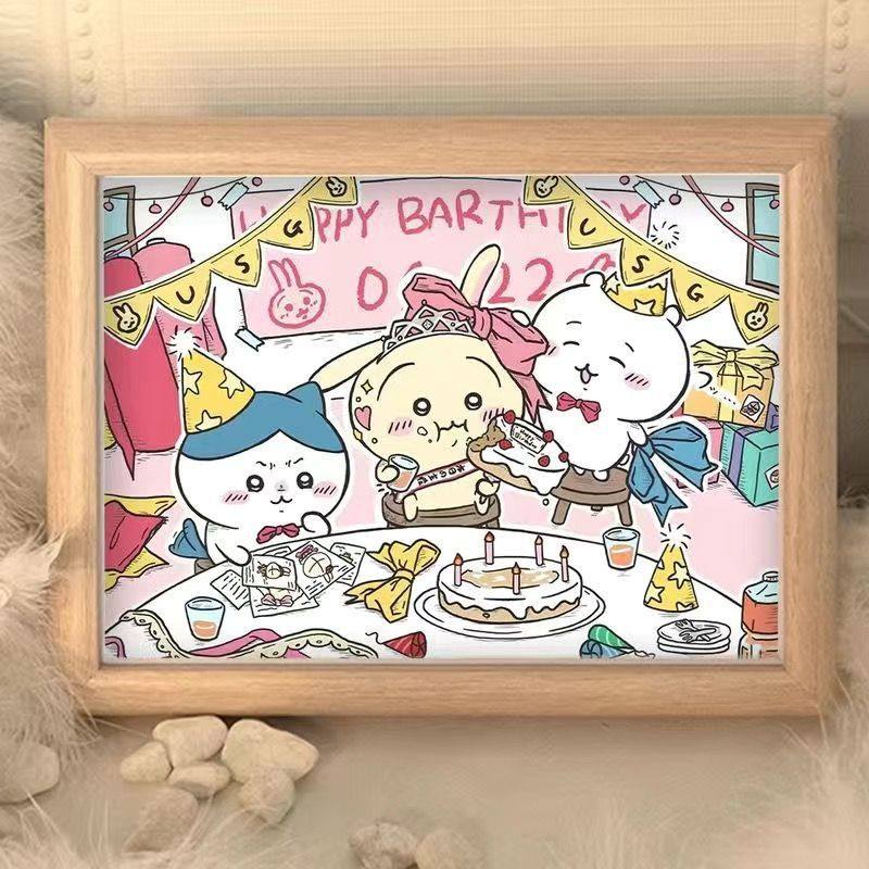 New Chiikawa Happy Birthday Table Children's Cute Cartoon Photo Frames Room Ornaments for Friends Gifts
