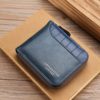 New men's short stone pattern wallet horizontal edge zipper small wallet split leather horizontal multi-card card holder