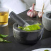 Medium-Sized Granite Mortar Household Garlic Mortar Garlic Crusher Spice Grinder Food Garlic Masher