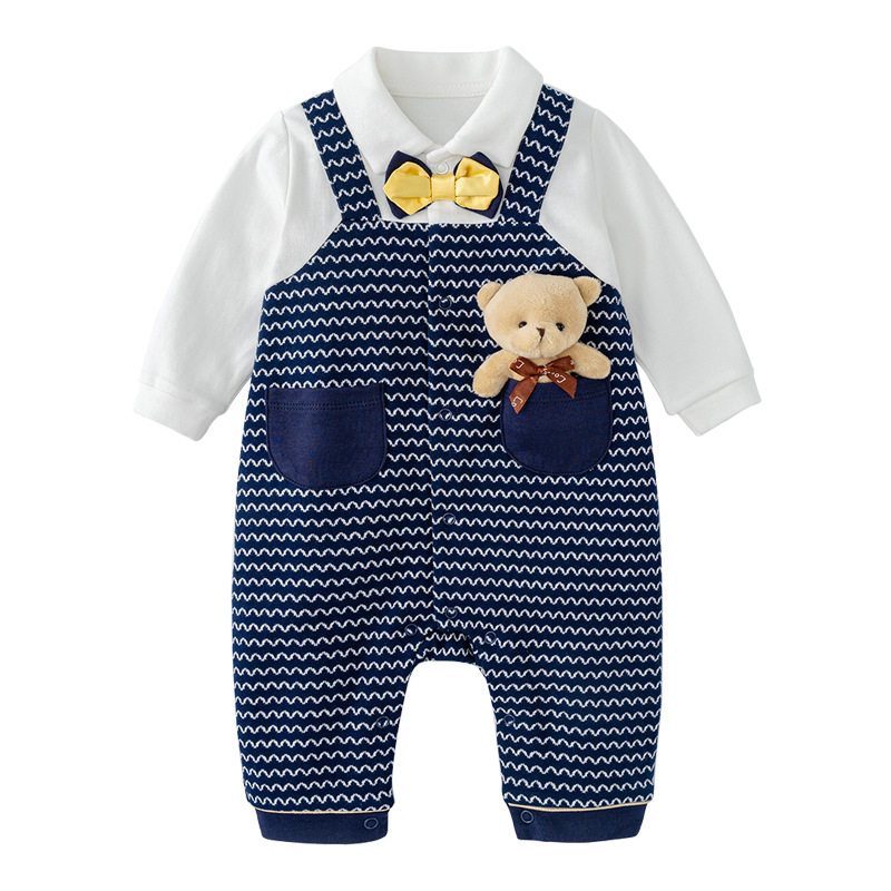 Baby Jumpsuit, Baby Boy Clothes, Spring Dress, Short-Sleeved Newborn Cotton Robe, Gentleman's Long-Sleeved Romper