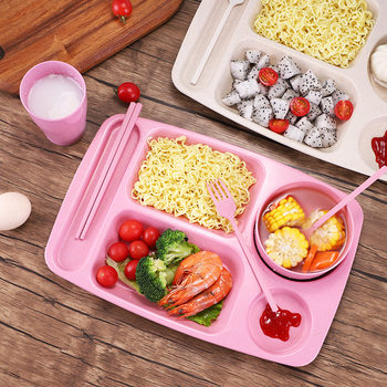 Thickened Plastic Partitioned Plate Student Canteen Dinner Plate Children with Tableware Three-compartment Anti-fall Separated Healthy Dish