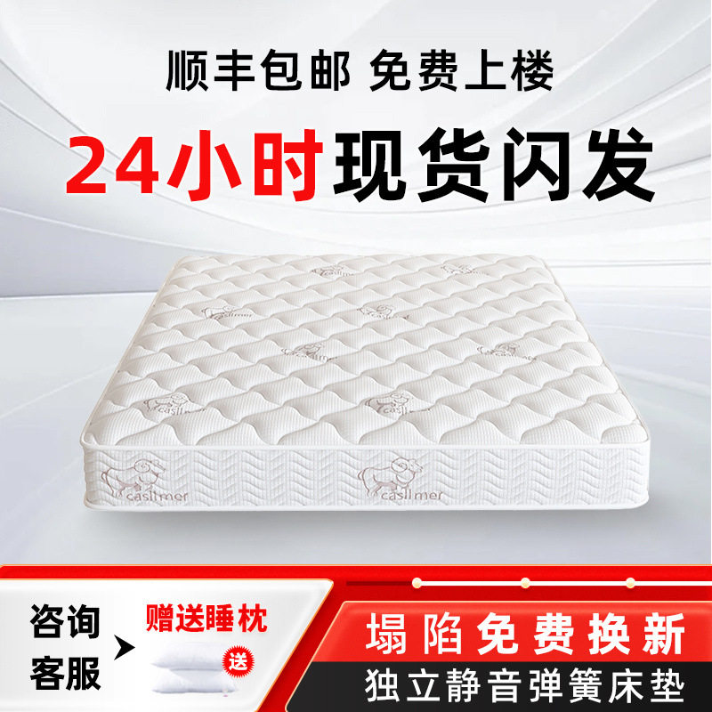Mattress Household Soft and Hard Dual-Use 20cm Thick Double 1.95m Rental Economical Spring Mattress Factory Wholesale