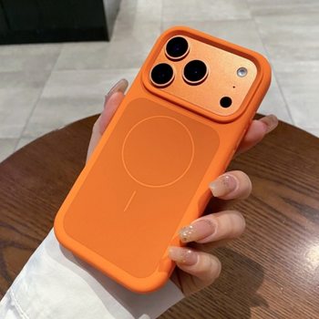 Double-Layer Fine Circle Magnetic Suction Suitable for Iphone17Promax Mobile Phone Case Liquid Silicone Apple 16 Frosted Protective Cover