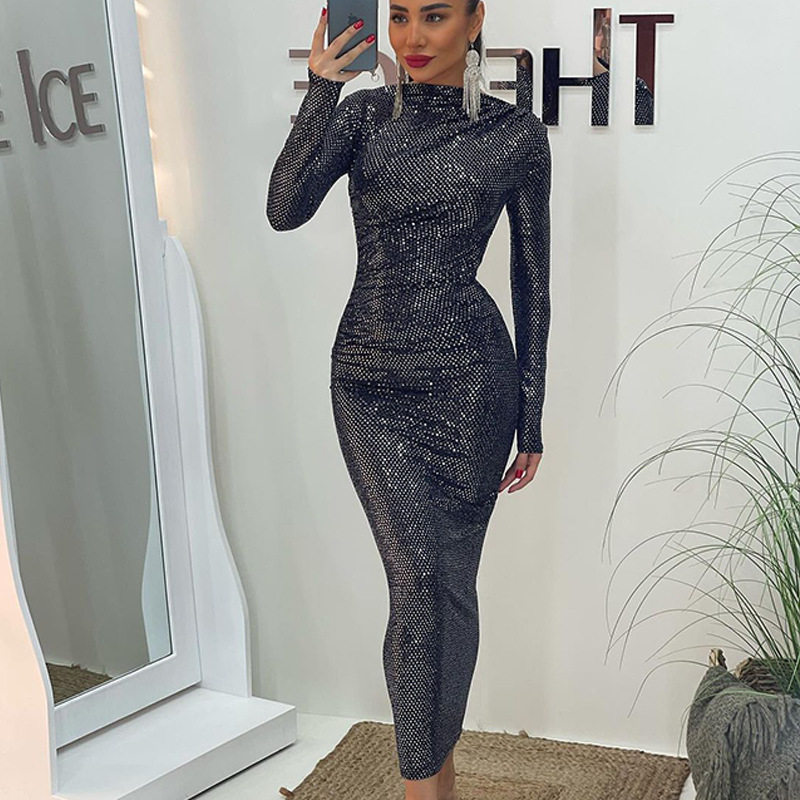 Sequin Bodycon Dress Slim Fit Elegant Style European Fashion Perfect for Parties and Special Occasions Wholesale