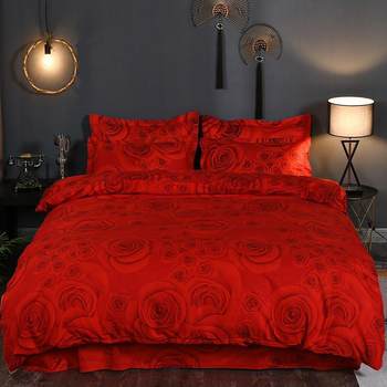 New Twill Sanding Newlywed Simple Big Red Wedding Wedding Thickened 1.8 m 2m Double Quilt Cover Four-Piece Set