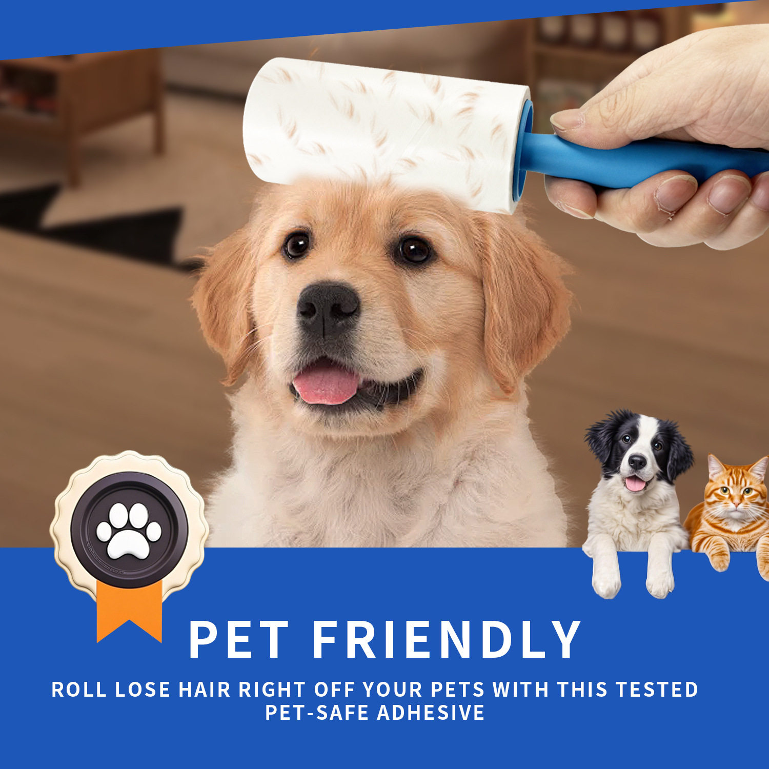 Cross-border Hot Sale Pet Hair Sticker 100 Tear Roller Hair Sticky Paper Tearable Replacement Dust Sticky Paper Clothes Cleaning