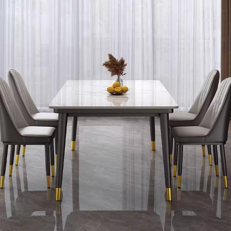 岩板餐桌轻奢现代简约餐厅长方形饭桌子客厅家用小户型餐桌椅组合