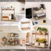 Wooden Two-Layer Storage Rack Office Tea Room Coffee Milk Tea Pot Storage Rack Bathroom Skin Care Products Flatting Rack