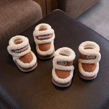 Autumn and Winter Baby Soft-Soled Shoes, Cotton Shoes for 0 to 1 Year Old Male and Female Babies, 6-12 Months Old, Fleece-Lined to Heattech