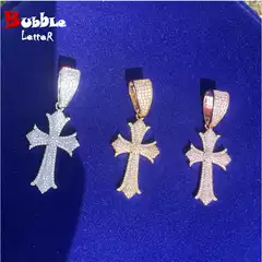 European and American Cross-border Hip-hop Pendant Street Trendy Inlaid with Moissanite Cross Pendant Fashion Trendy Jewelry Manufacturer