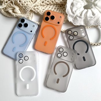 Ultra-Thin Magnetic Suction Suitable for Iphone17Promax Mobile Phone Case Apple 16 Skin-Feel Frosted Protective Cover with Lens Film