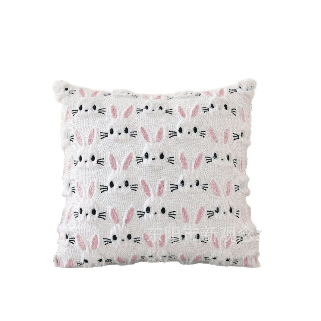 Cross-Border Easter Bunny Pillow Cover Ins Plush Cushion Fun Holiday Decoration Living Room Sofa Pillow Cover