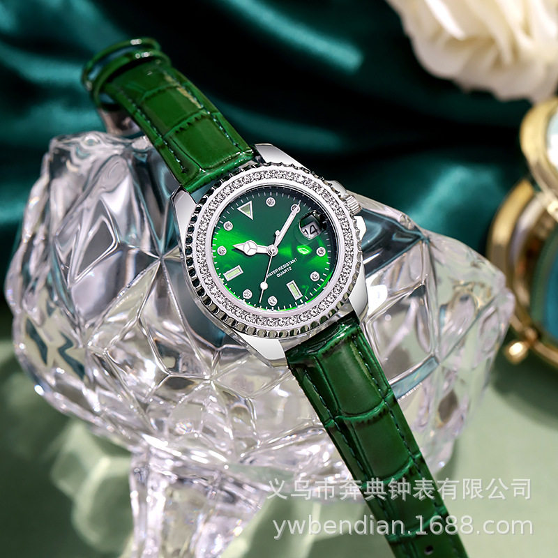 Douyin Live Small Green Watch Women's Watch Diamond Quartz Women's Watch Light Luxury Advanced Waterproof Diamond Watch Wholesale