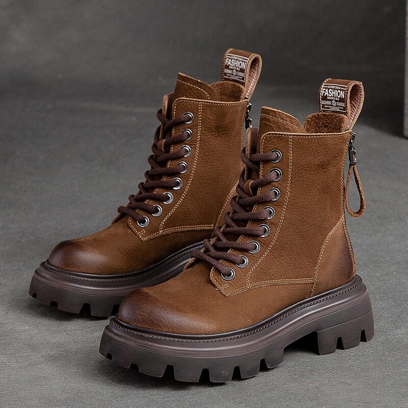 Boot Nữ Cổ Cao Da Mờ Lót Lông Chiều Cao Đế Khoảng 5cm Màu Nâu, Xanh, Đen