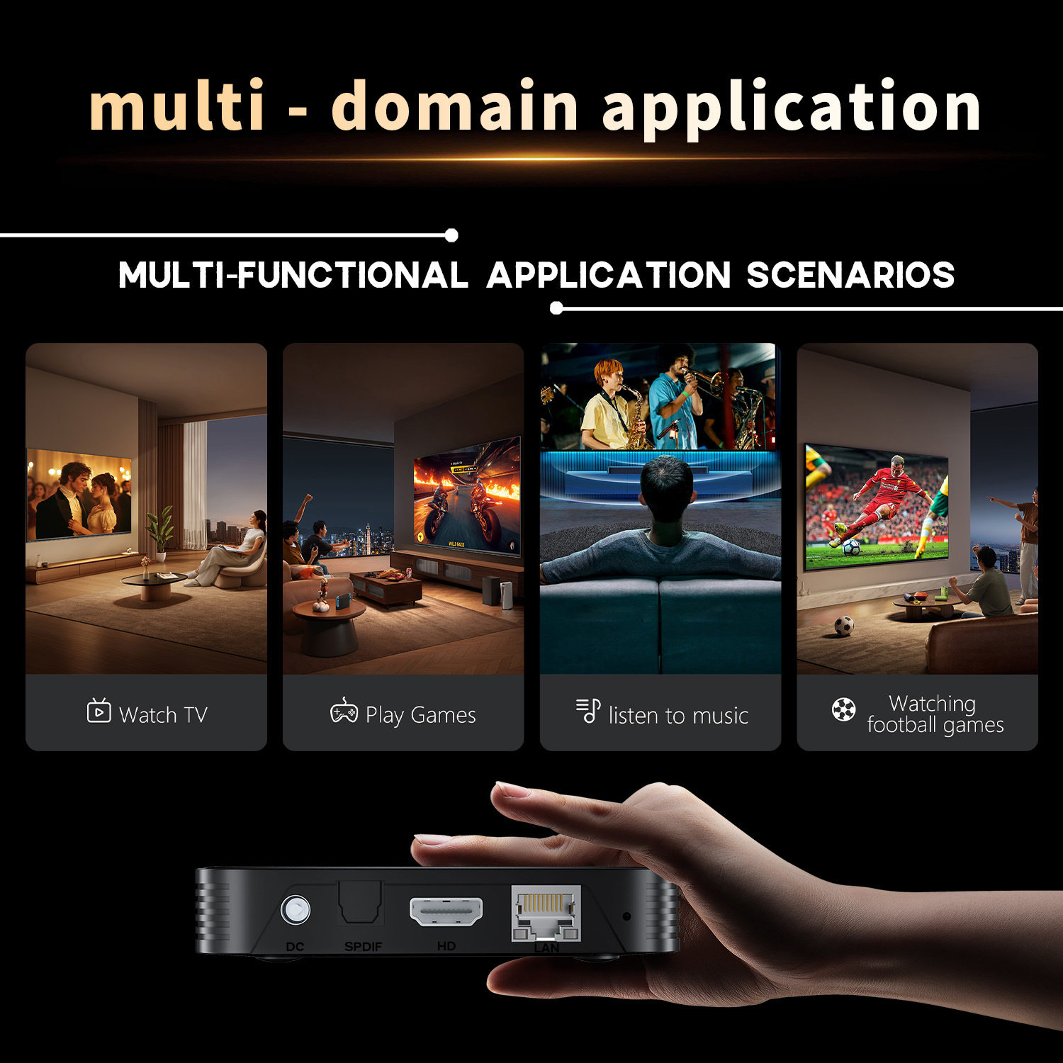 2025 New Cross-Border Set-Top Box Android 14 Bluetooth High-Definition Home Appliances Office Games Smart Portable Tv