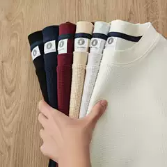 280g Waffle Short-sleeved T-shirt Men's Summer Casual Loose American Retro Heavy Knitted Shoulder Half-sleeved Shirt