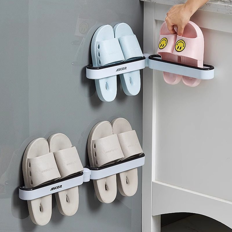 Bathroom Slipper Rack Without Punching, Bathroom Draining Wall-Mounted Toilet Storage Artifact, Shoe Rack for Shoe Care