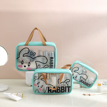 New PVC Cosmetic Bag Large Capacity Thickened 3-Piece Storage Bag Portable Travel Wash Bag Waterproof Storage Bag