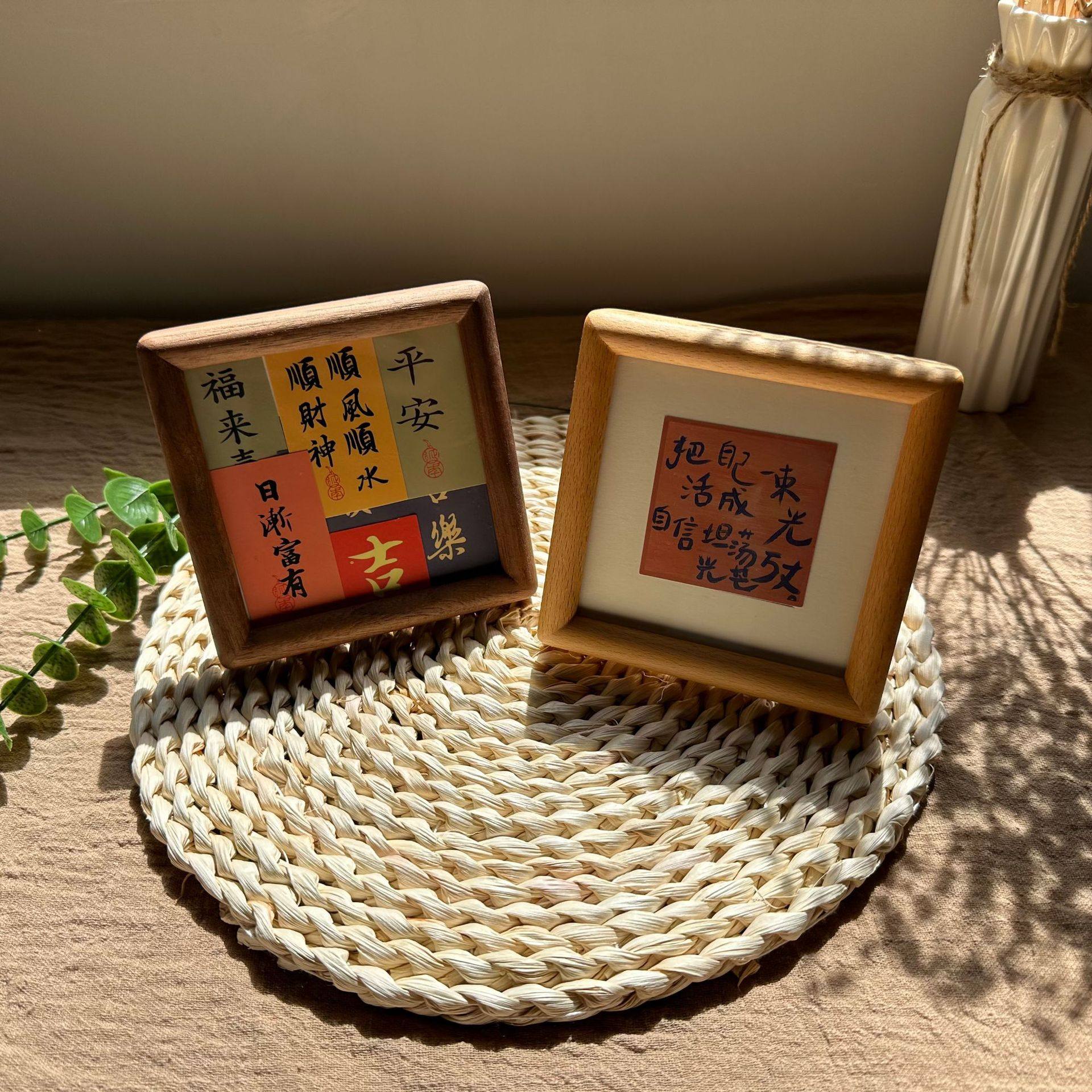 Mini solid wood walnut small photo frame mortise and tenon joint 4 inch table wedding registration 2 inch diy printing commemorative mounting painting