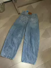 25Ss New Light Blue Sparkling Diamond Scimitar Jeans Sexy Street Style High Waist Wide Leg Pants Women's Lazy Style