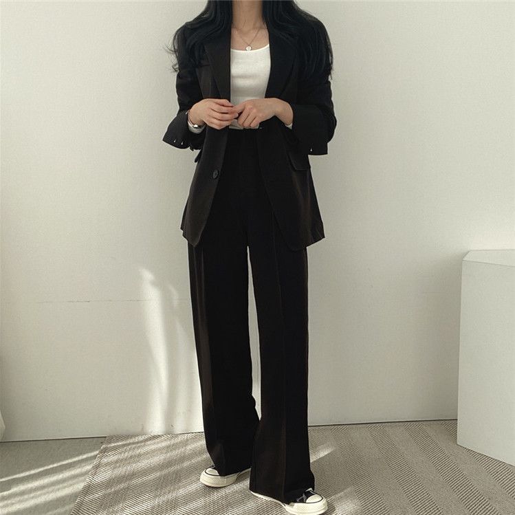 Chic Korean Style Blazer Set Elegant Mid Length Design Youthful Vibes Bright Colors Perfect for Spring and Autumn