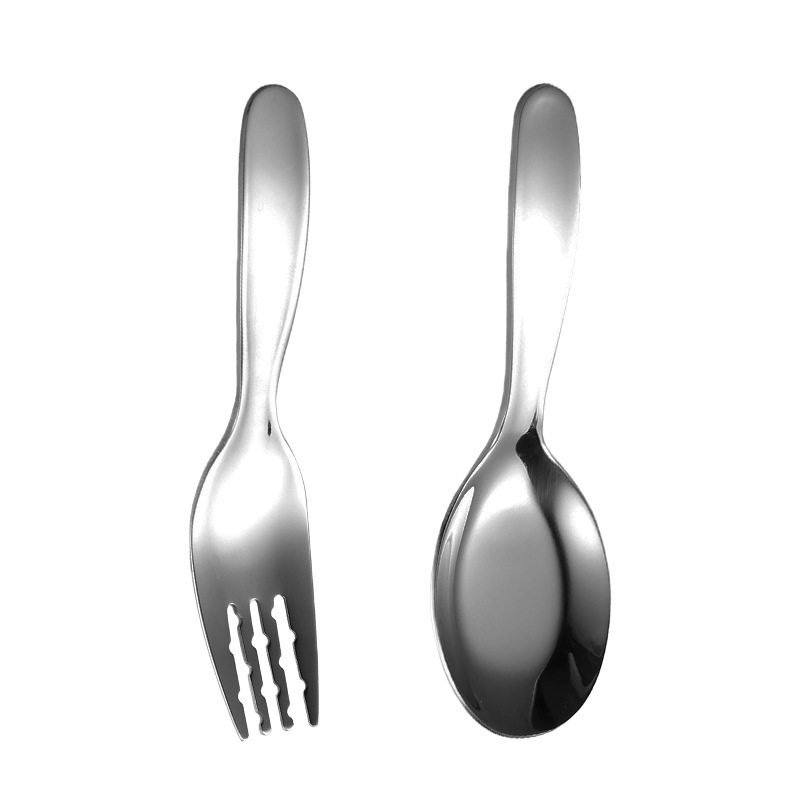 316 stainless steel Children's spoon Fork Dry rice spoon baby eating and drinking soup spoon colorful carved cartoon spoon dessert spoon