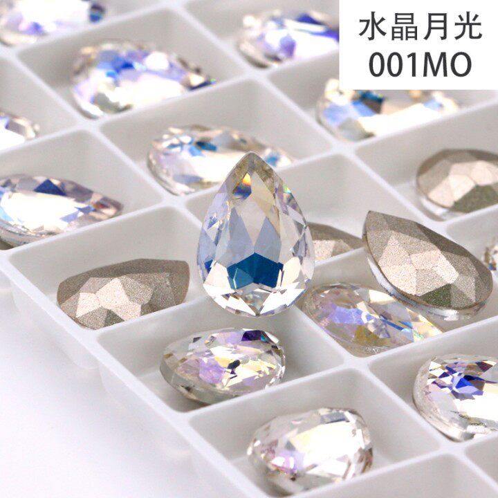 水滴形尖底异形钻银底玻璃钻义乌现货手机壳服装饰品水滴钻