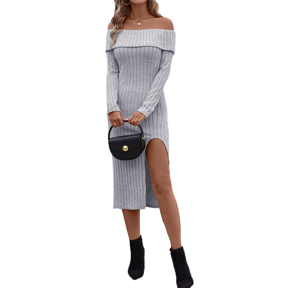 Elegant Womens Midi Dress Slim Fit Side Slit Spring Summer Style Perfect for Casual or Formal Occasions Wholesale