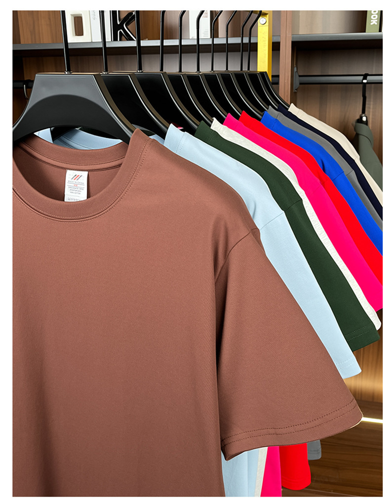 Áo polo nam cổ tròn 100% cotton chải kỹ, áo thun tay ngắn thoáng khí mùa hè — Màu cam, Đỏ Trung Hoa, Màu xanh dương, Xanh nước biển