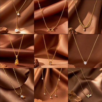 Cross-Border European and American Personalized Clavicle Chain Electroplated 18K Gold Niche Design Sense Fashionable Versatile Simple Stainless Steel Necklace