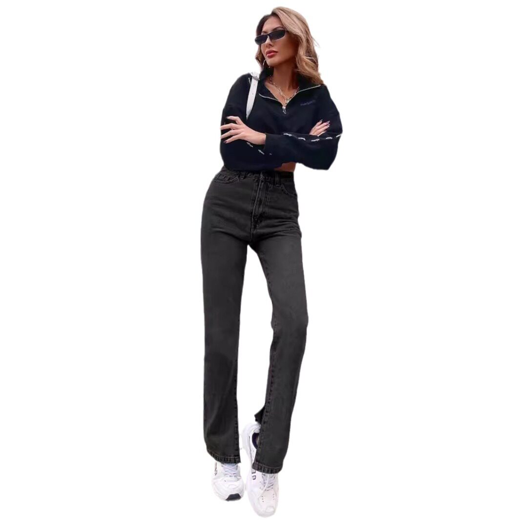 High Waisted Denim Trousers Fashionable Casual Versatile Spring Summer Womens Apparel Wholesale Available