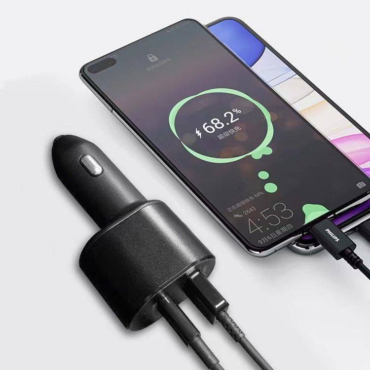 Suitable for Samsung S22 Car Charger Pd45W Car Charger One to Two Cigarette Lighter Apple Huawei Charger Head