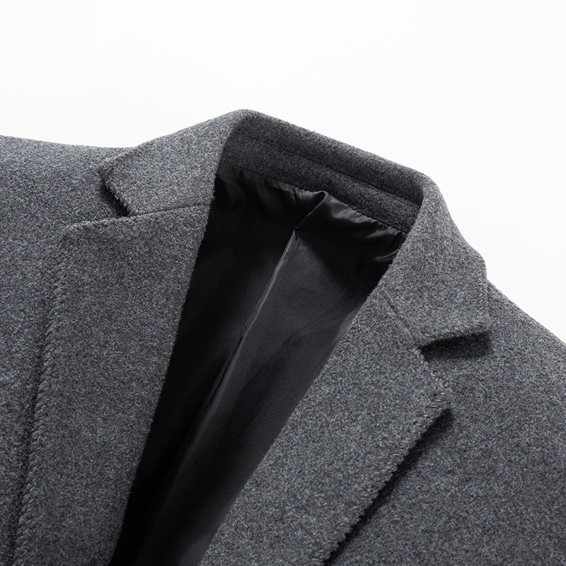 Mens Wool Blazer Coat Casual Fit Long Sleeve Notched Lapel Available in Gray and Black Wholesale Ready to Ship