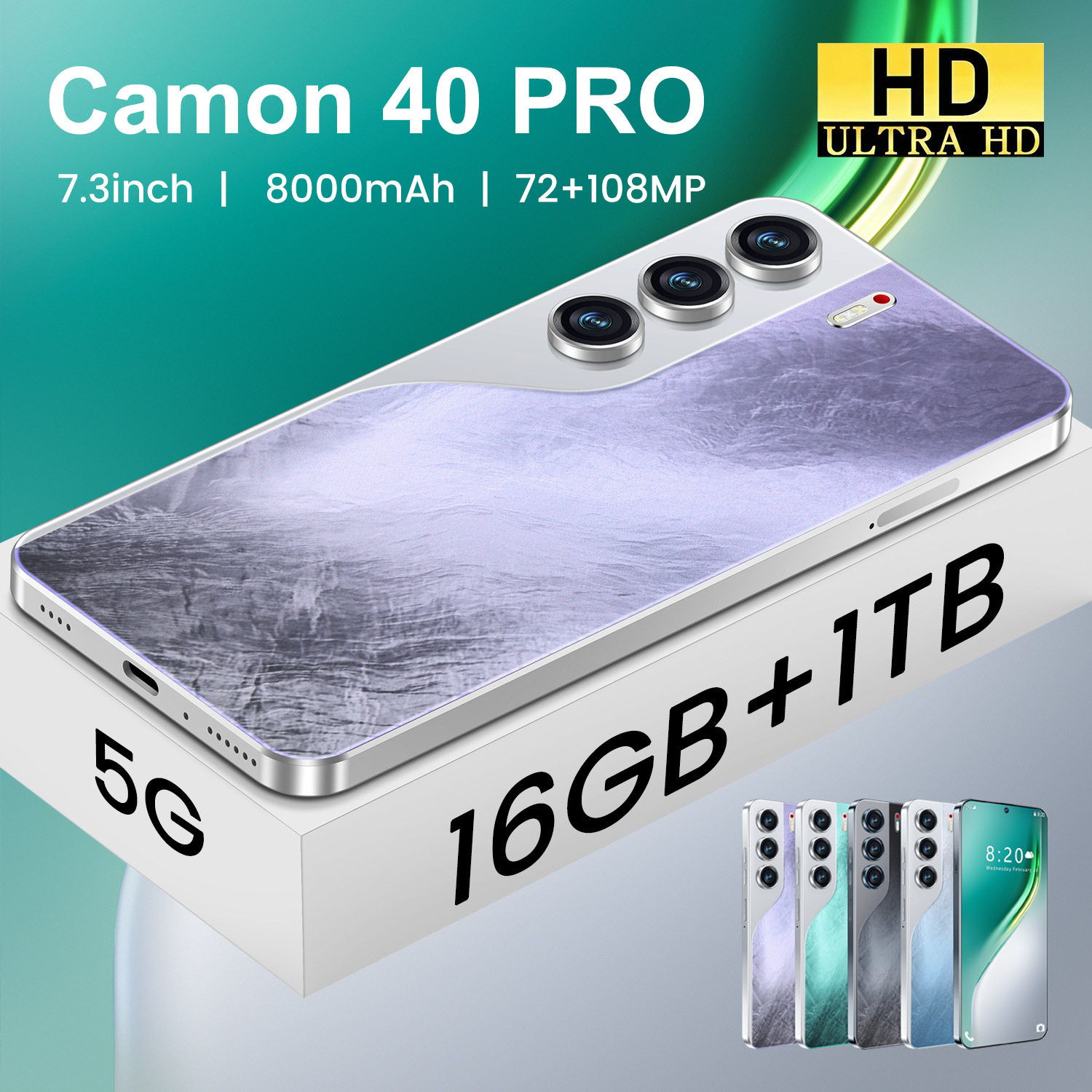 Популярный трансграничный мобильный телефон Camon40 Pro Android phone 7.3 с большим экраном и смартфоном 16 + 1T может быть выпущен от имени Изображение 1