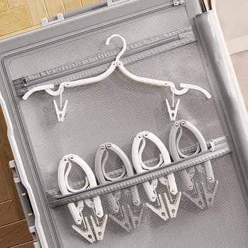 Travel Foldableing Clothes Hanger Portable Seamless Clothes Hanger Travel Business Trip Student Plastic Clothes Drying Rack Sock Clip