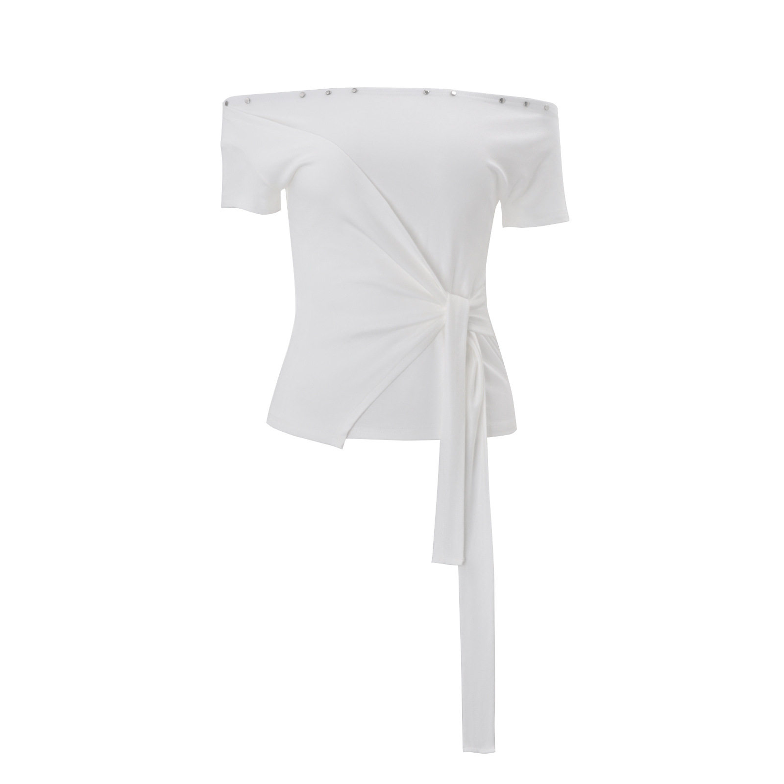 Off Shoulder Crop Top Summer Collection Slim Fit Tie Waist Versatile Style Wholesale Available