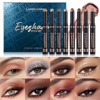 Langmanni New Eye Shadow Stick Setfang Water-Resistant Eye Shadow Discoloration Cross-Border Exclusive Supply