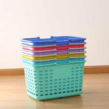 Simple Household Clothes Storage Basket Portable Multifunctional Supermarket Storage Basket Thickened Plastic Dirty Clothes Basket Storage Basket