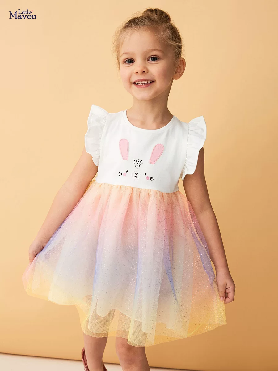 [Style] Girls' Tulle Dress, New Summer Kids' Cotton Fairy Dress