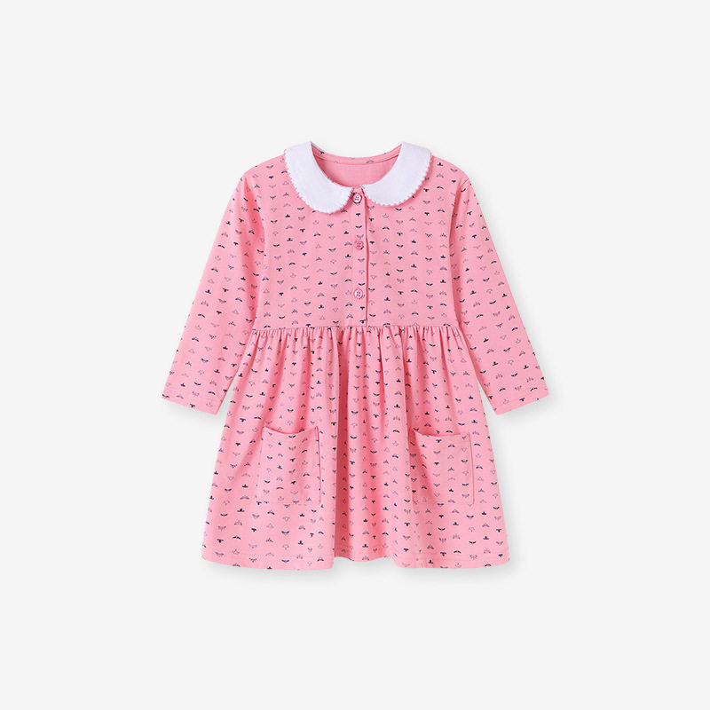 Girls' Dress Wholesale, New Autumn Printed Cotton Kids' Dress