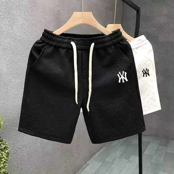 New Casual Men's Shorts Trendy Summer Thin Sports Simple Jacquard Print Five-Point Shorts Versatile Shorts