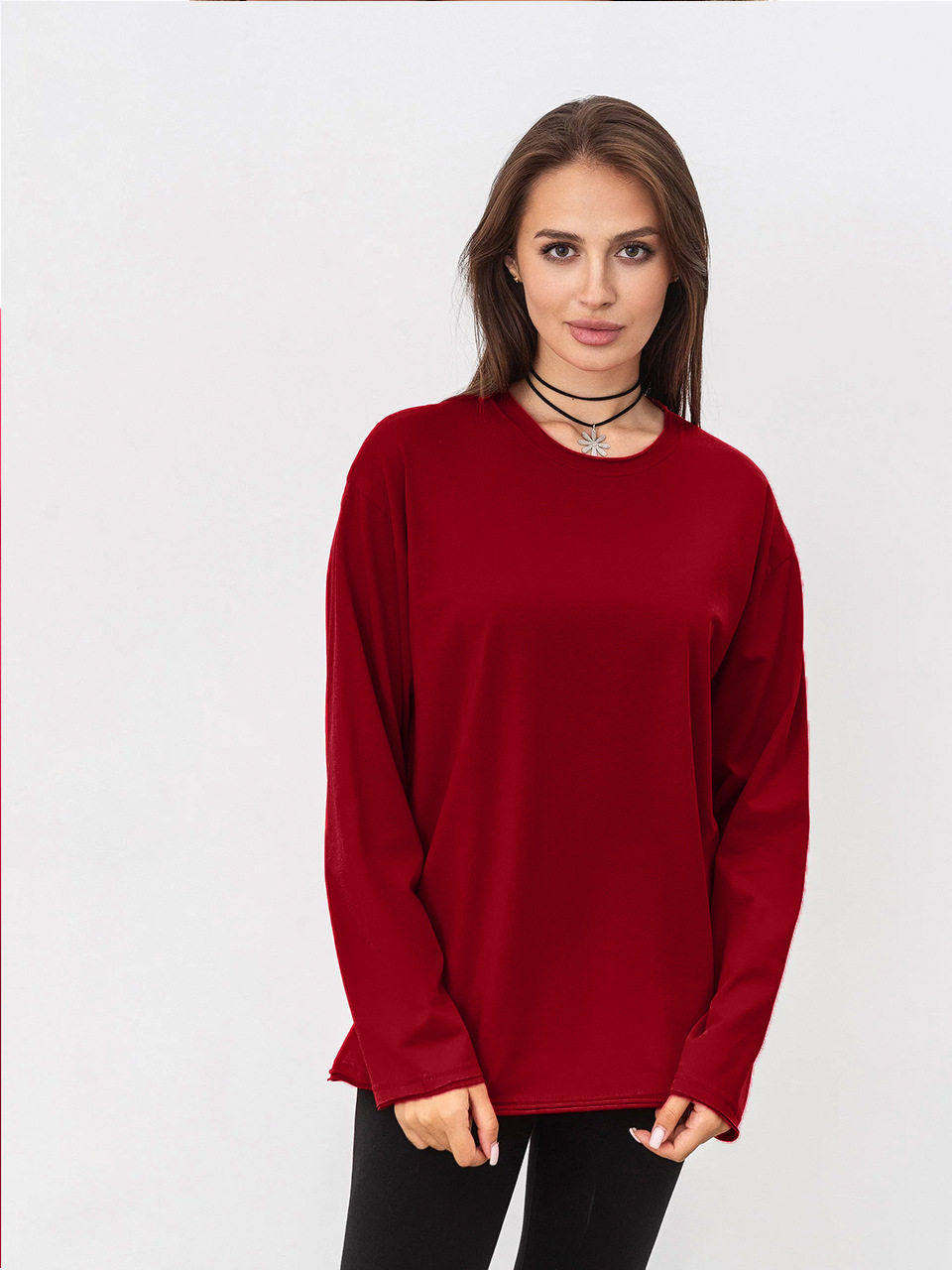 Womens Loose Fit Long Sleeve T Shirt Solid Color Round Neck 100 Cotton Spring Casual Wear Wholesale Available