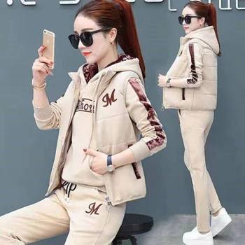 Velvet Thickened Sportswear for Women Autumn and Winter 2025 New Large Size Casual Three-Piece Winter Fashion Sweatshirt