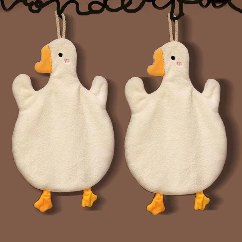 Big Goose hand towel kitchen hanging towel functional towel cartoon hanging towel coral velvet hanging towel absorbent kitchen towel dish towel
